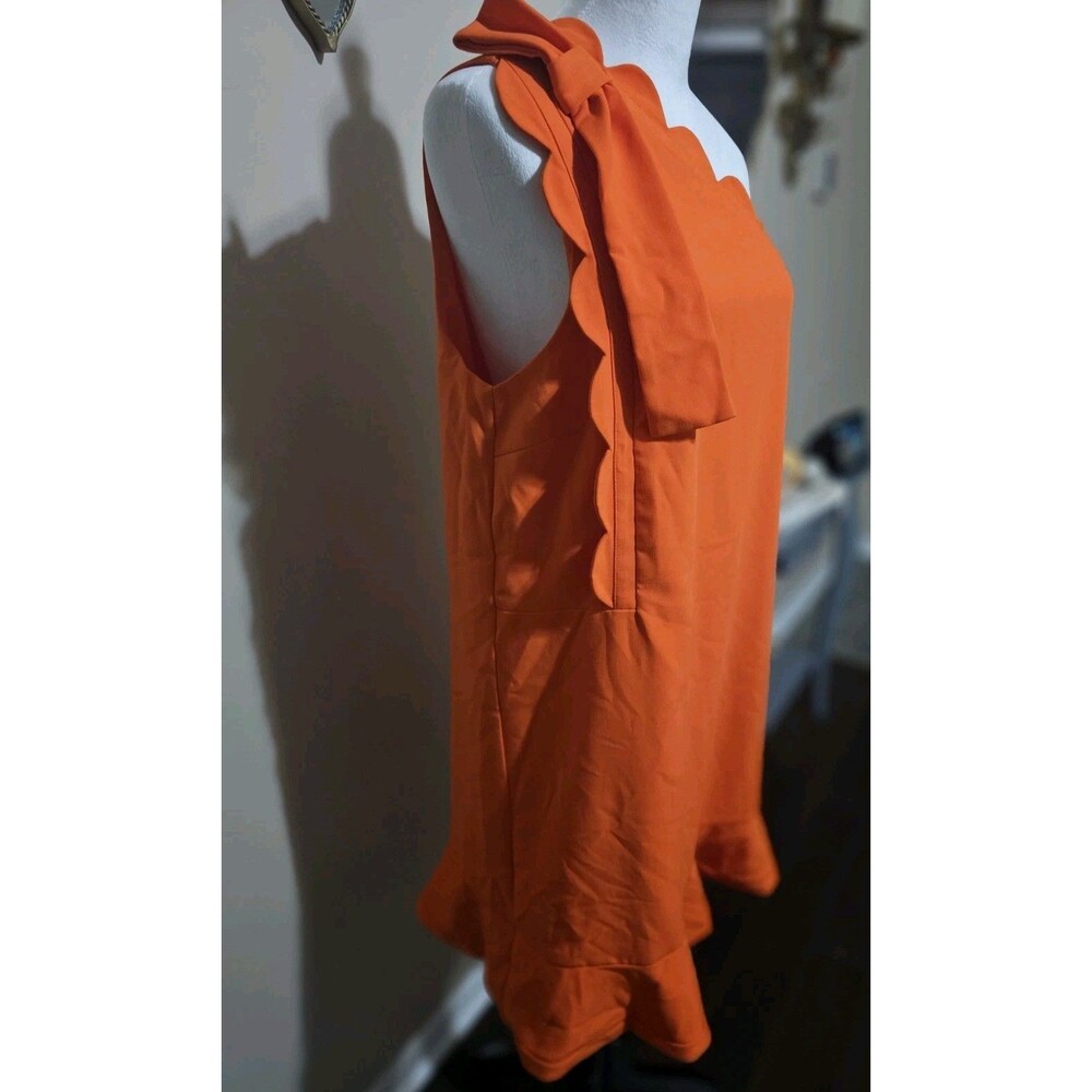 Victoria Beckham for Target Dress Womens Orange XL One Shoulder Scallop Ruffle - Picture 3 of 15
